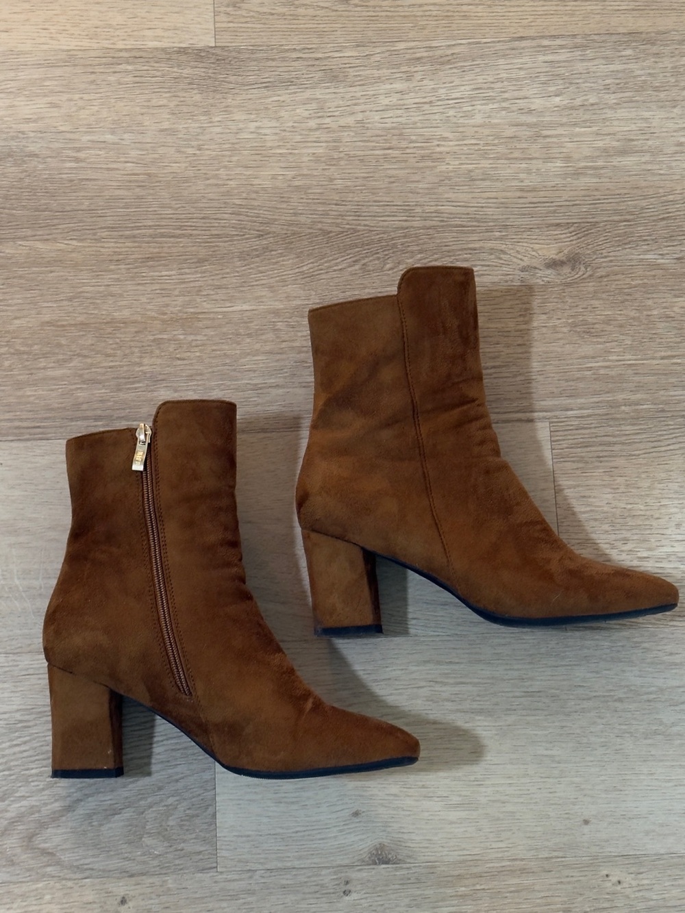 Women's Brown Suede Block Heel Ankle Boots